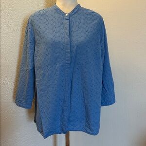 L.L. Bean Light Blue Eyelet Women’s Blouse Size L